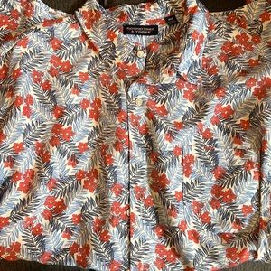 Mens modal and poly button down short sleeve shirt